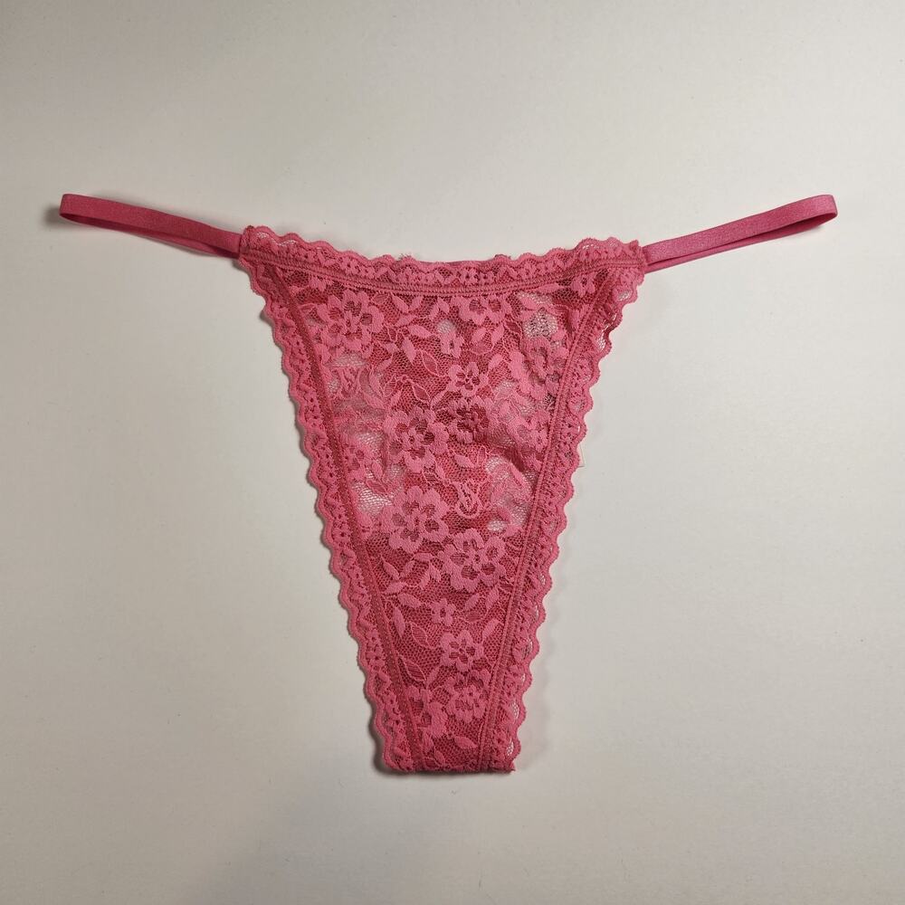 Victoria's Secret Sexy Lace High Leg String Thong Panty - Medium - Dark Pink